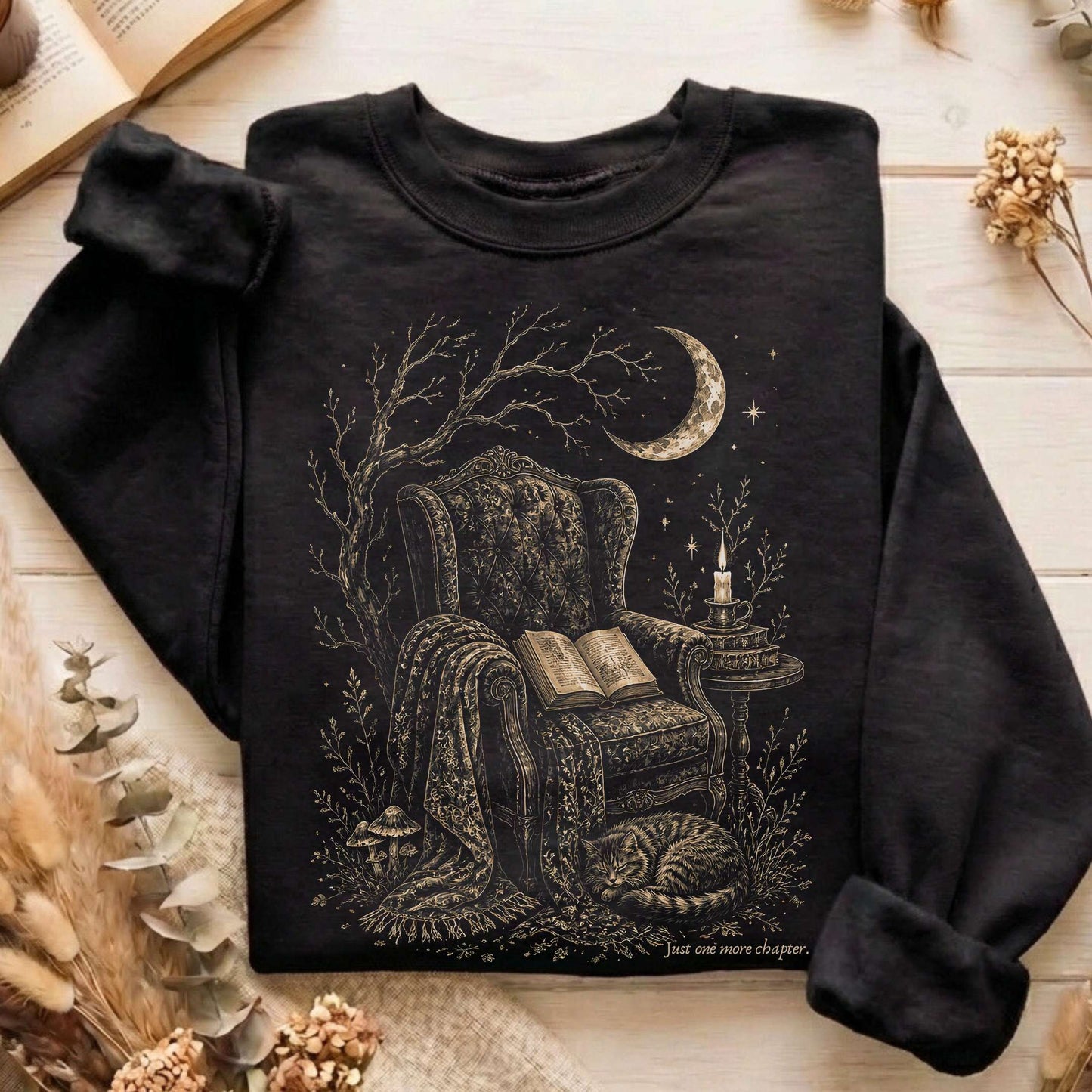 Just One More Chapter Cozy Cat Literary Sweatshirt