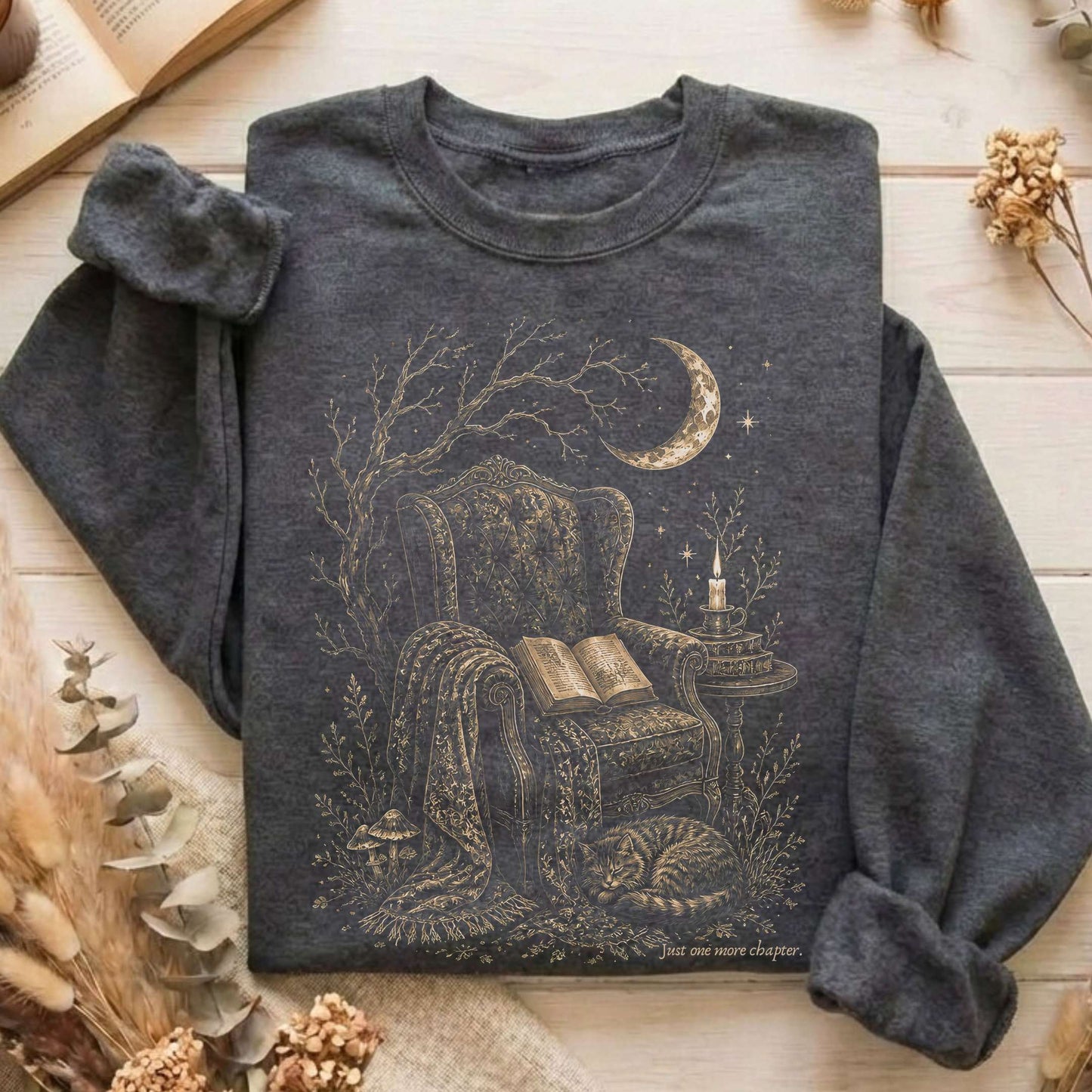 Just One More Chapter Cozy Cat Literary Sweatshirt