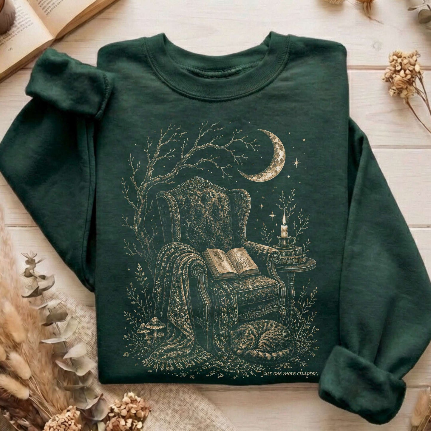 Just One More Chapter Cozy Cat Literary Sweatshirt