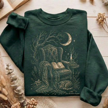 Just One More Chapter Cozy Cat Literary Sweatshirt