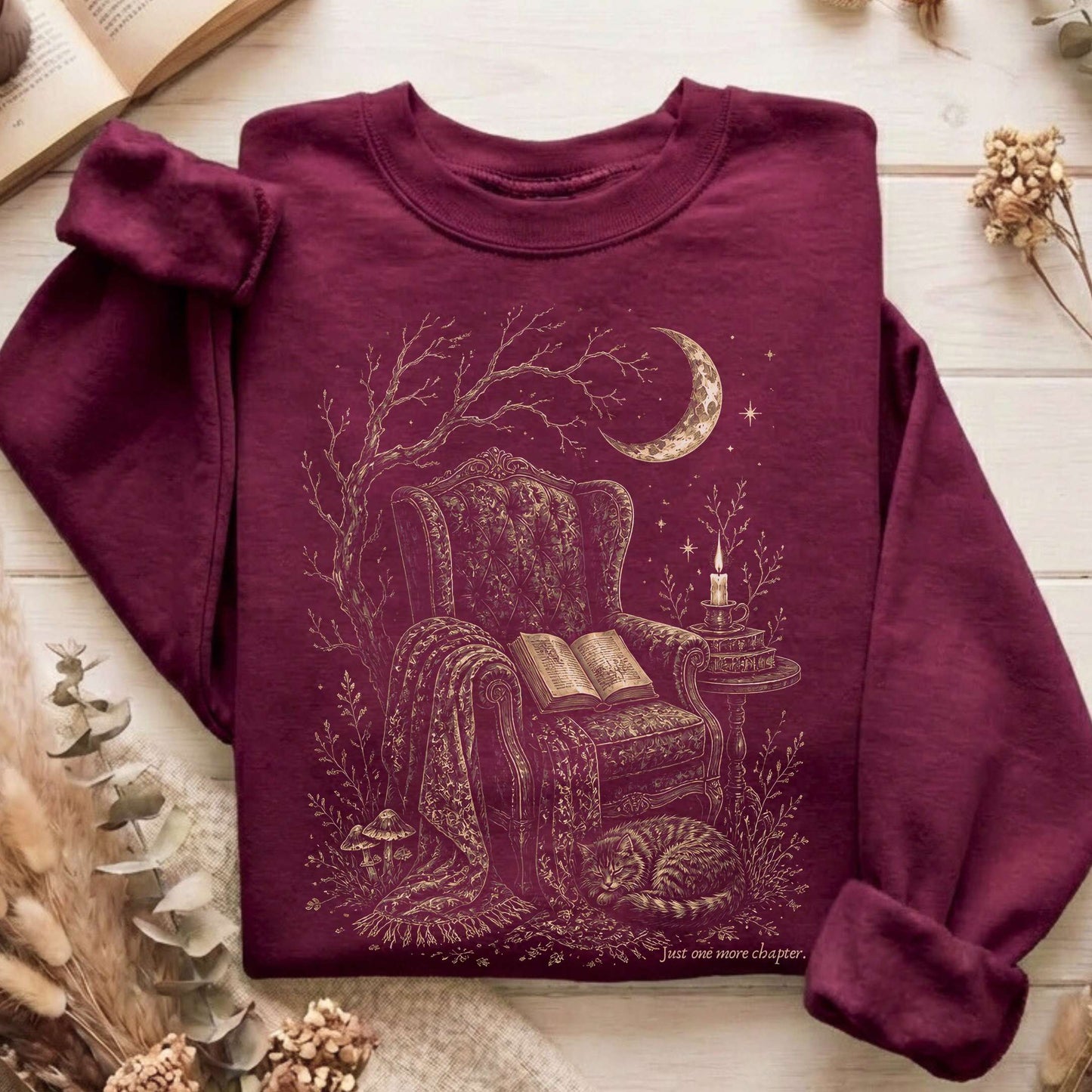 Just One More Chapter Cozy Cat Literary Sweatshirt