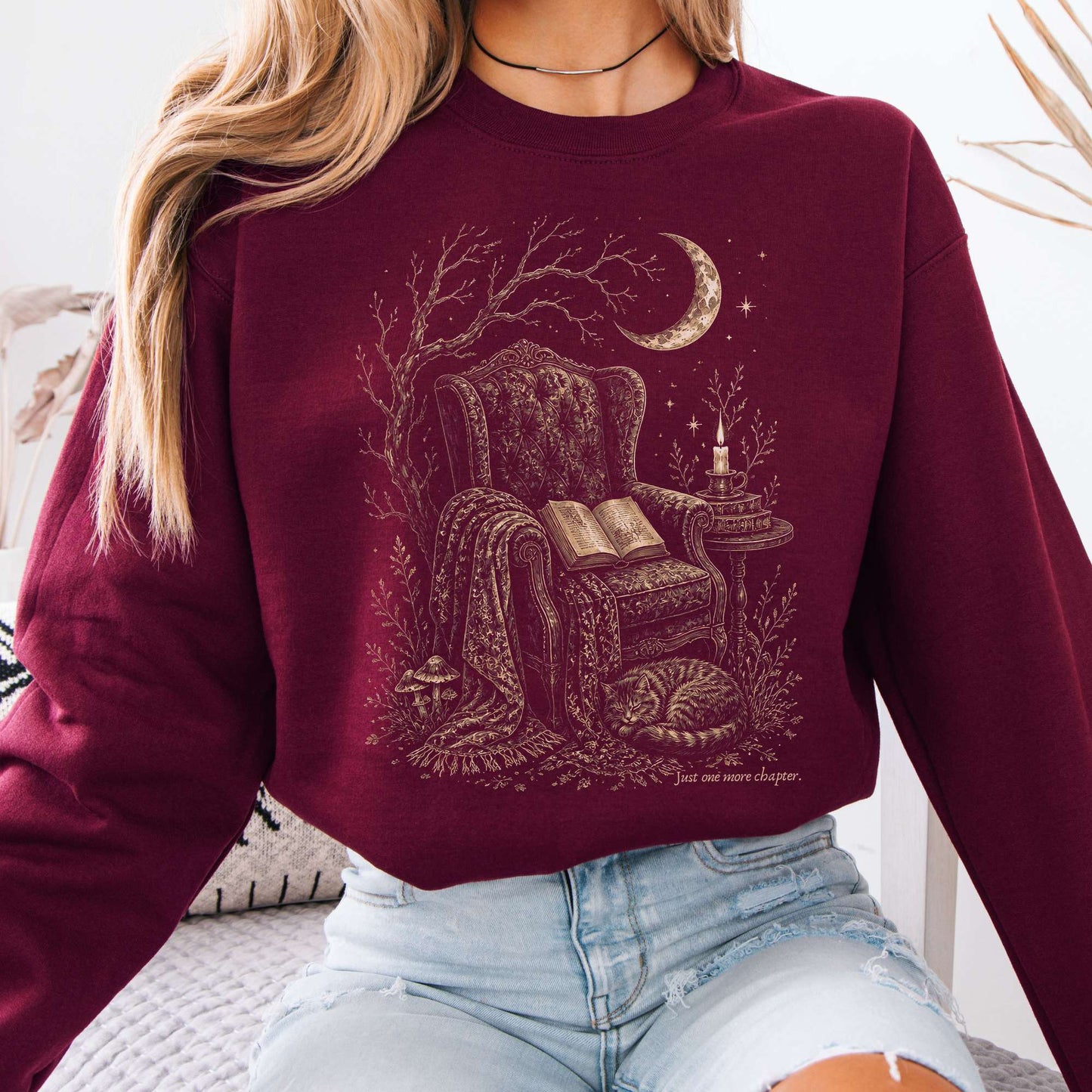 Just One More Chapter Cozy Cat Literary Sweatshirt