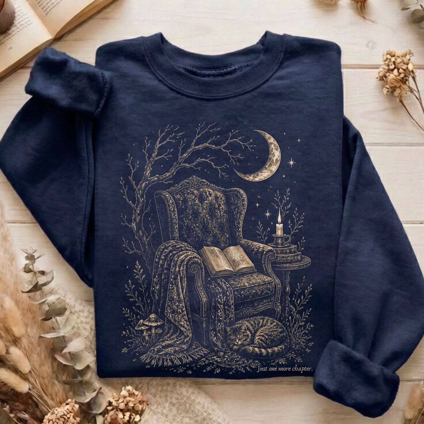 Just One More Chapter Cozy Cat Literary Sweatshirt