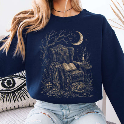 Just One More Chapter Cozy Cat Literary Sweatshirt