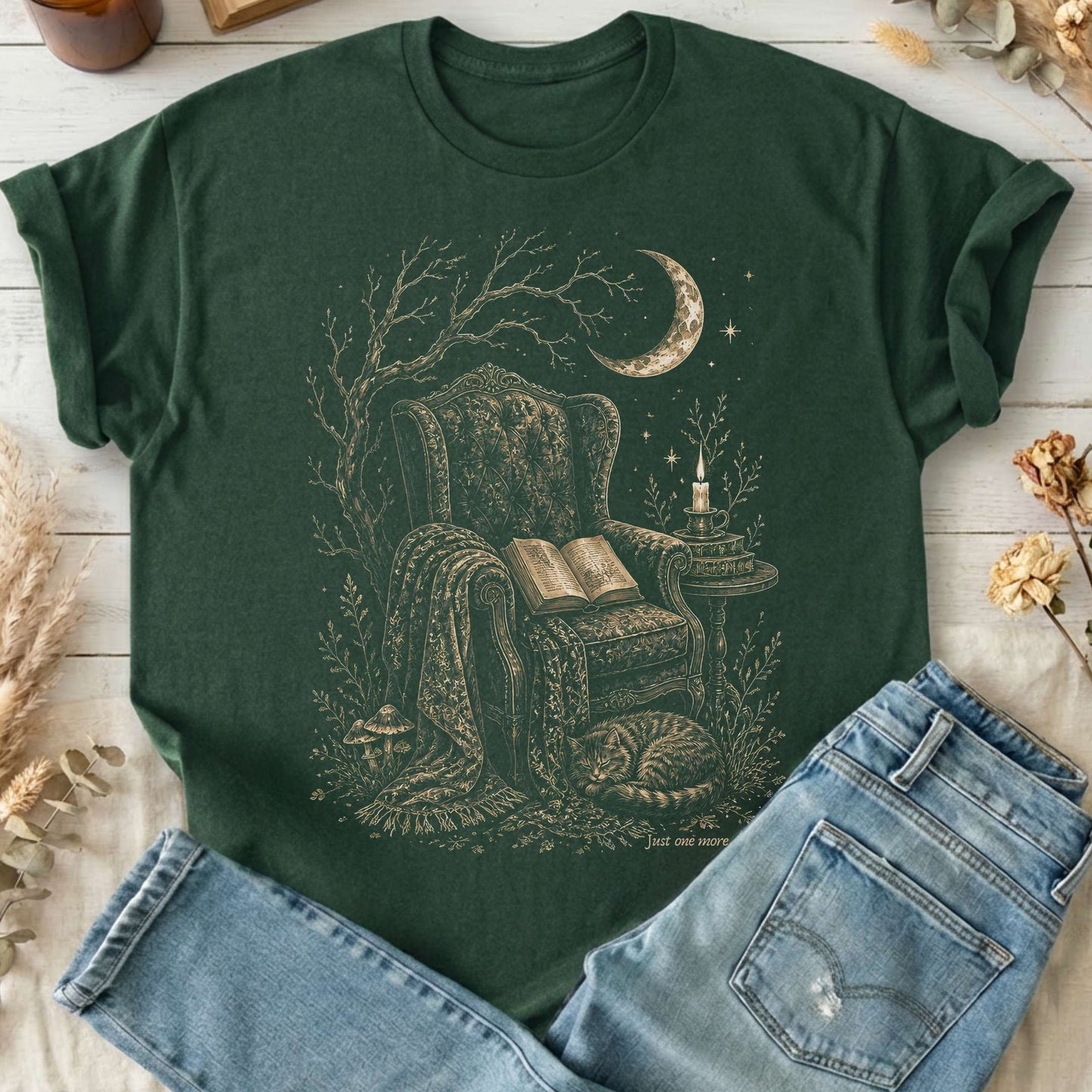 Just One More Chapter Cozy Cat Literary T-Shirt