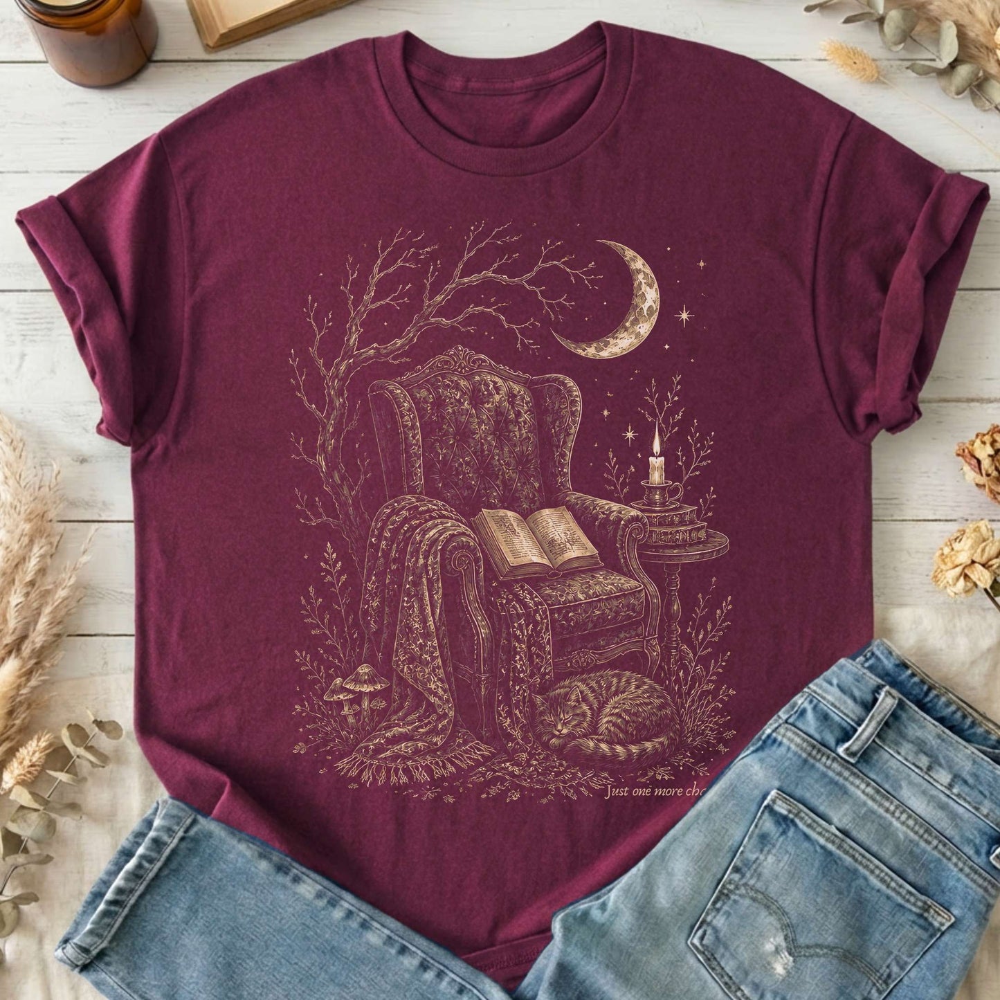 Just One More Chapter Cozy Cat Literary T-Shirt