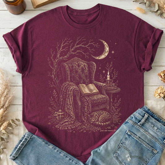 Just One More Chapter Cozy Cat Literary T-Shirt