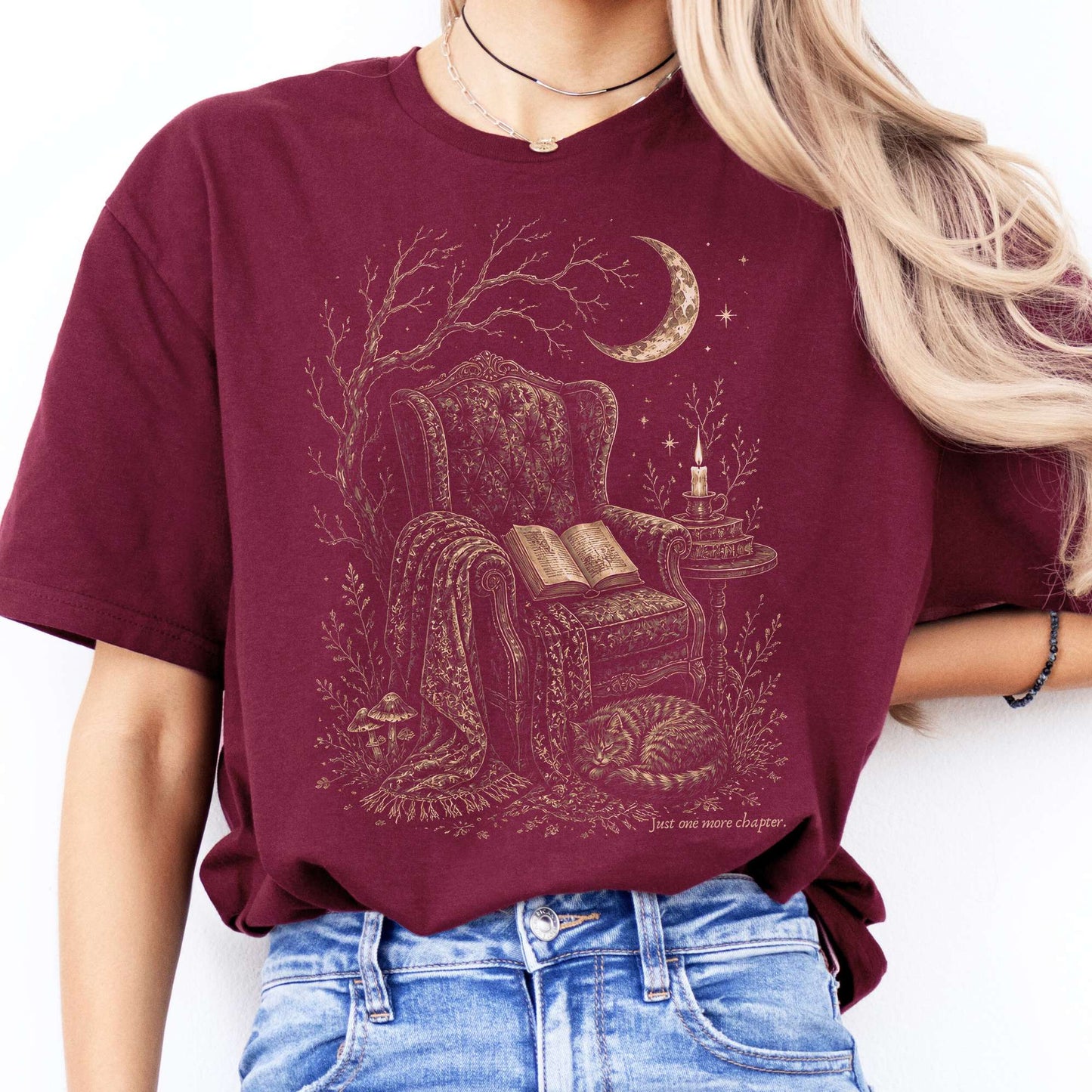 Just One More Chapter Cozy Cat Literary T-Shirt