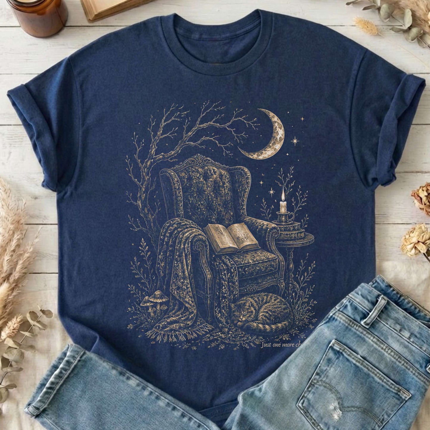 Just One More Chapter Cozy Cat Literary T-Shirt
