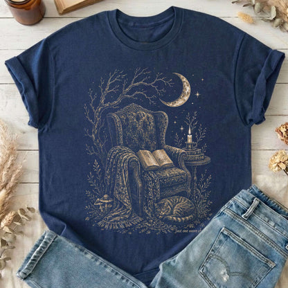 Just One More Chapter Cozy Cat Literary T-Shirt