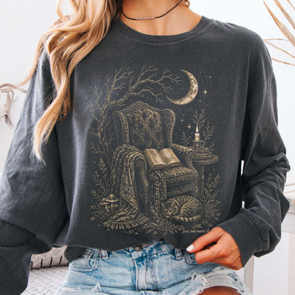 Just One More Chapter Cozy Cat Literary Long Sleeve
