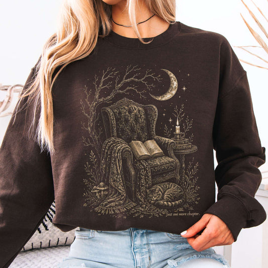 Just One More Chapter Cozy Cat Literary Sweatshirt