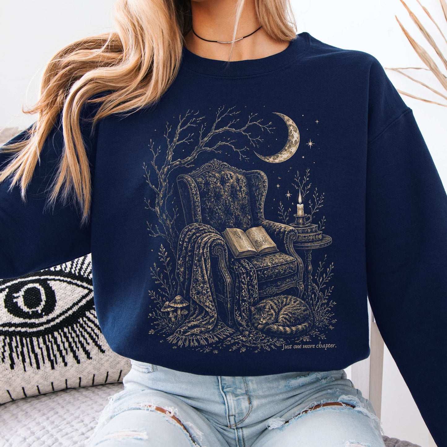 Just One More Chapter Cozy Cat Literary Sweatshirt
