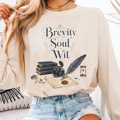 Long-sleeve Ivory / S Brevity Is the Soul of Wit Shakespeare Literary Long Sleeve The Mystic Eden