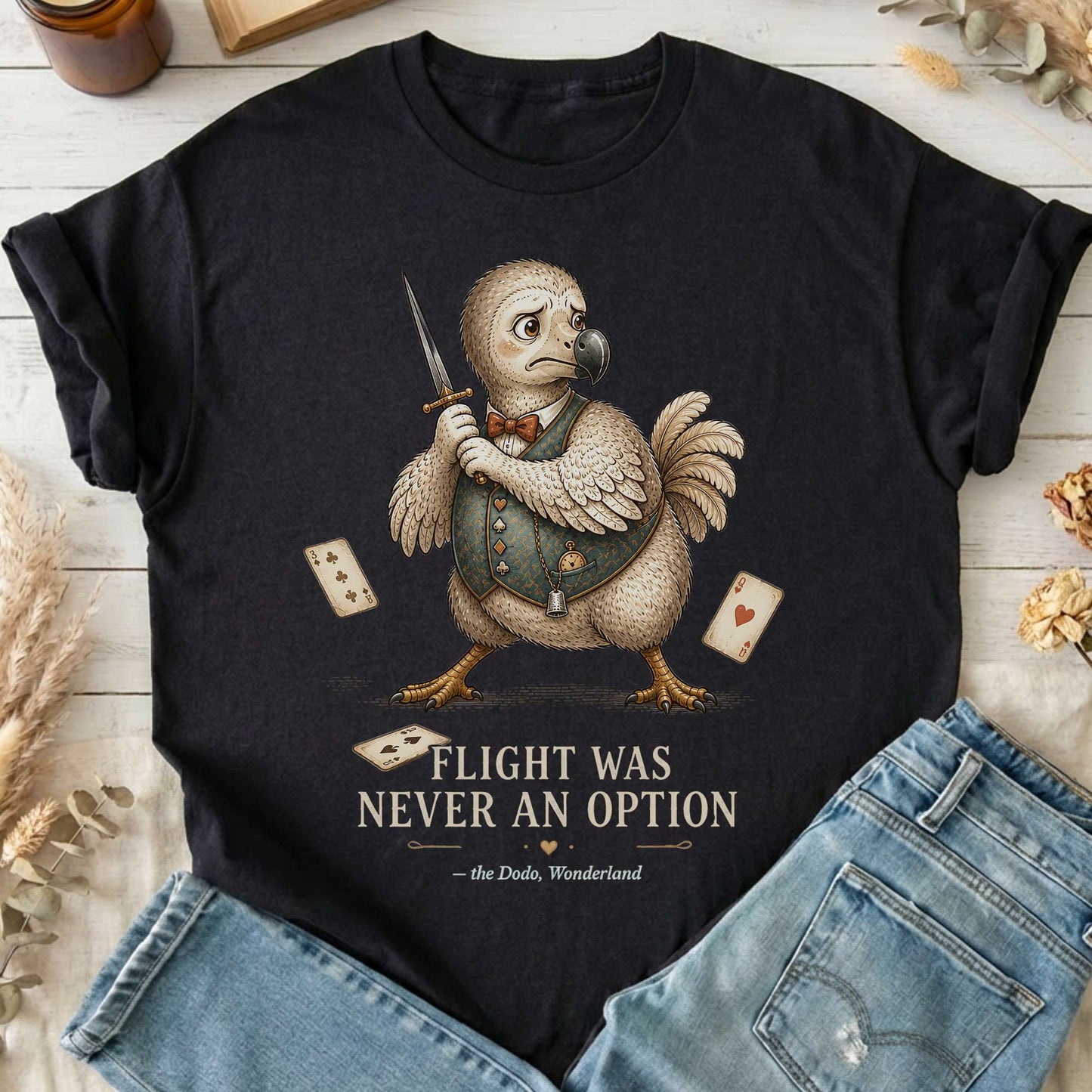 Flight Was Never an Option Wonderland Literary T-Shirt