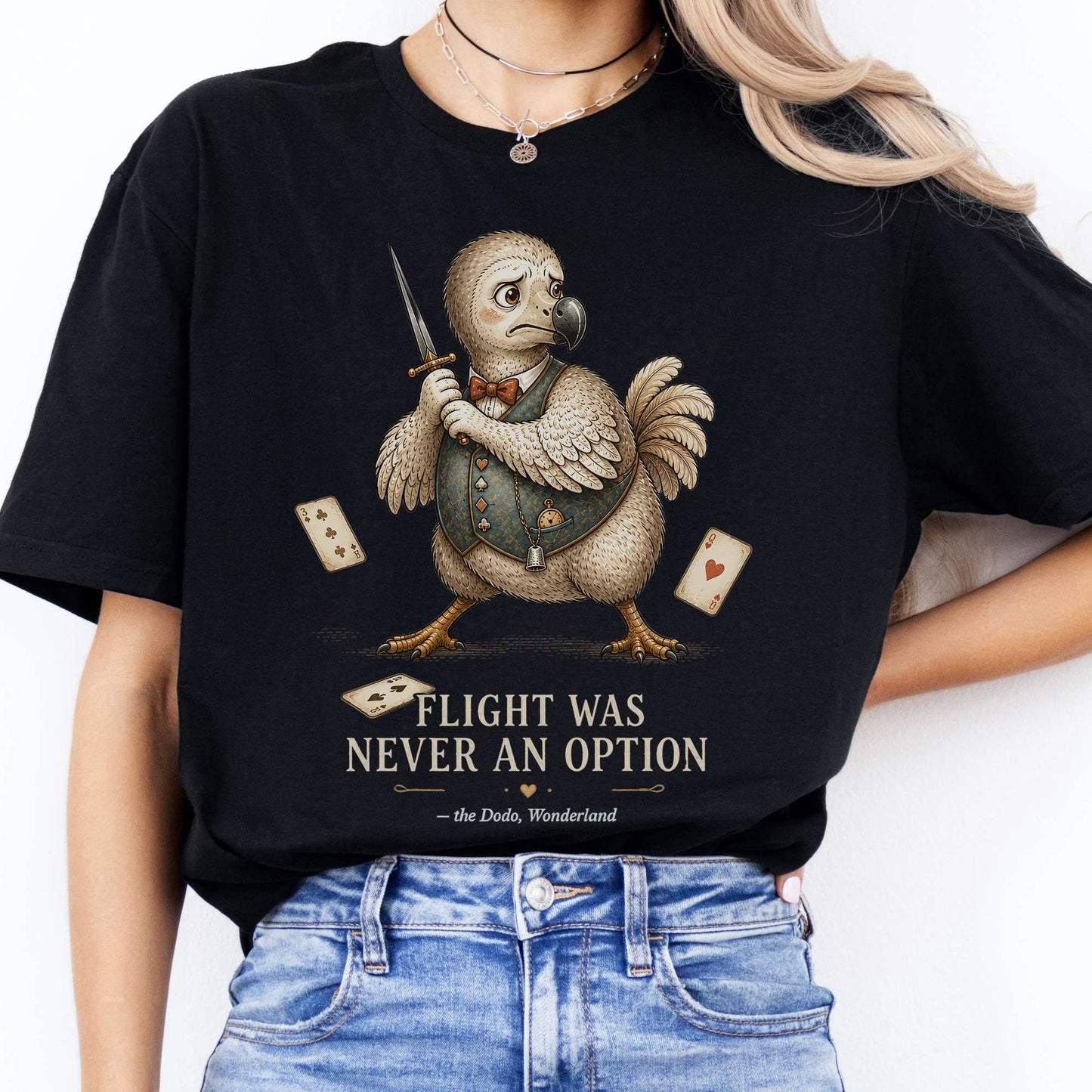 Flight Was Never an Option Wonderland Literary T-Shirt