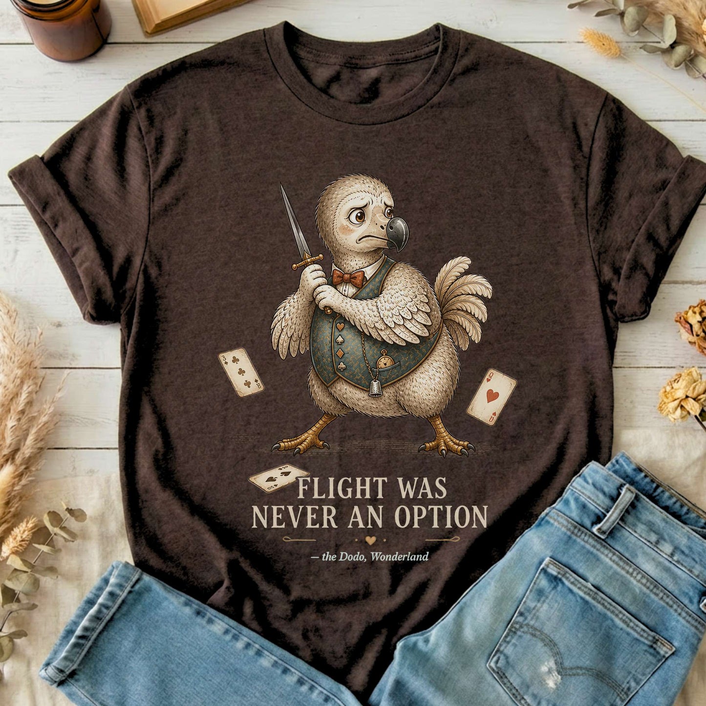 Flight Was Never an Option Wonderland Literary T-Shirt