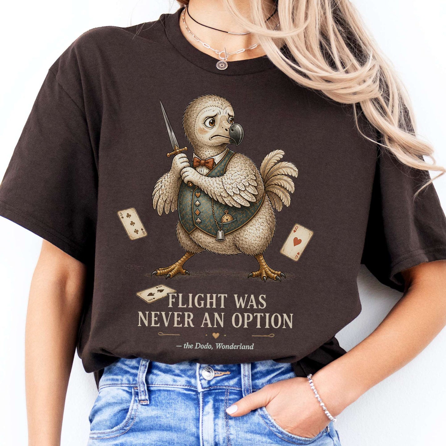 Flight Was Never an Option Wonderland Literary T-Shirt