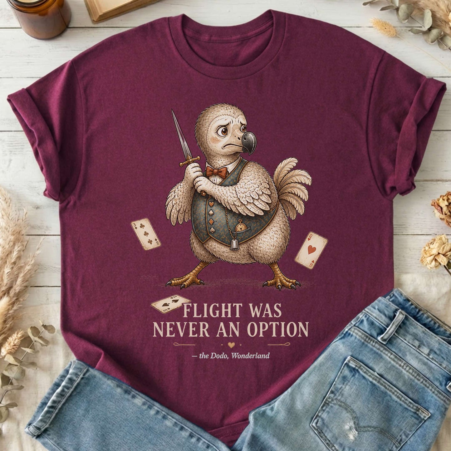 Flight Was Never an Option Wonderland Literary T-Shirt