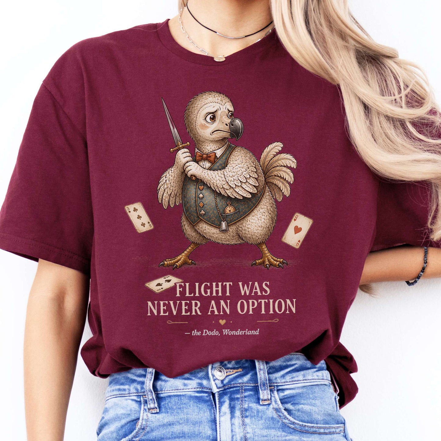 Flight Was Never an Option Wonderland Literary T-Shirt
