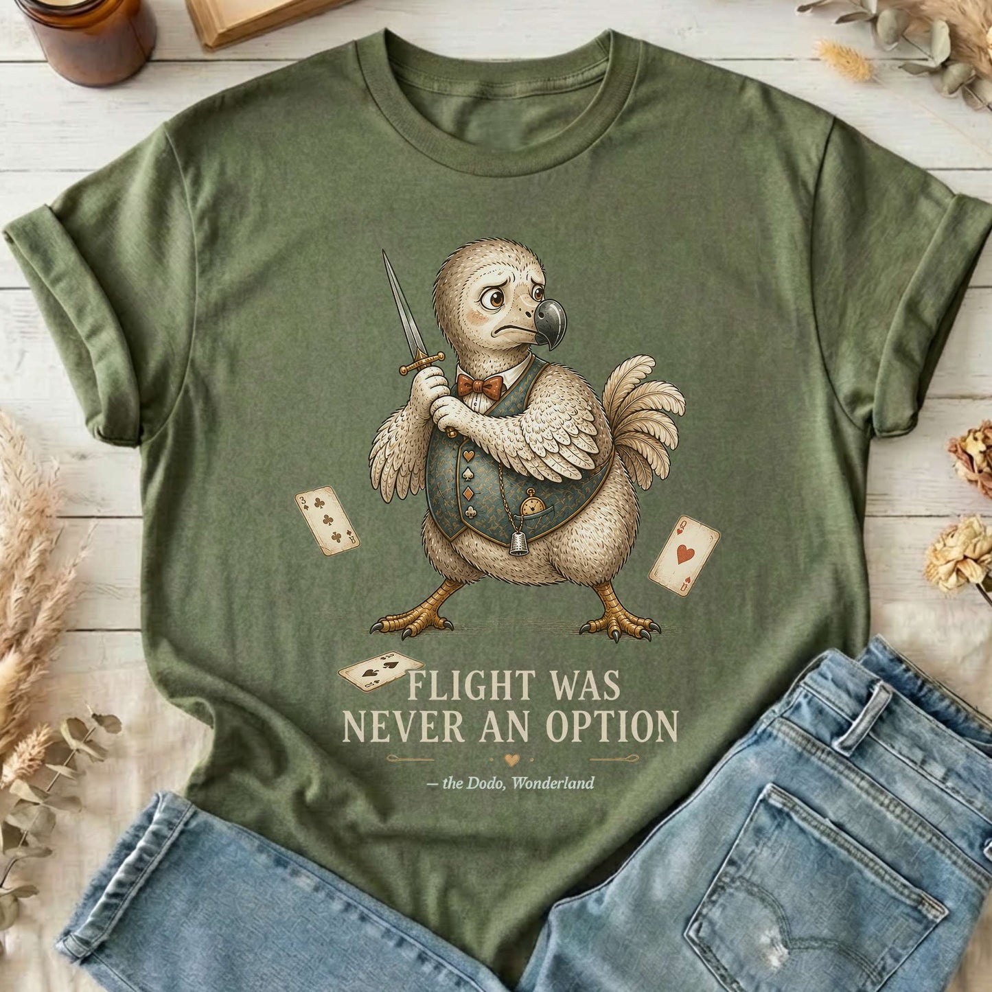 Flight Was Never an Option Wonderland Literary T-Shirt