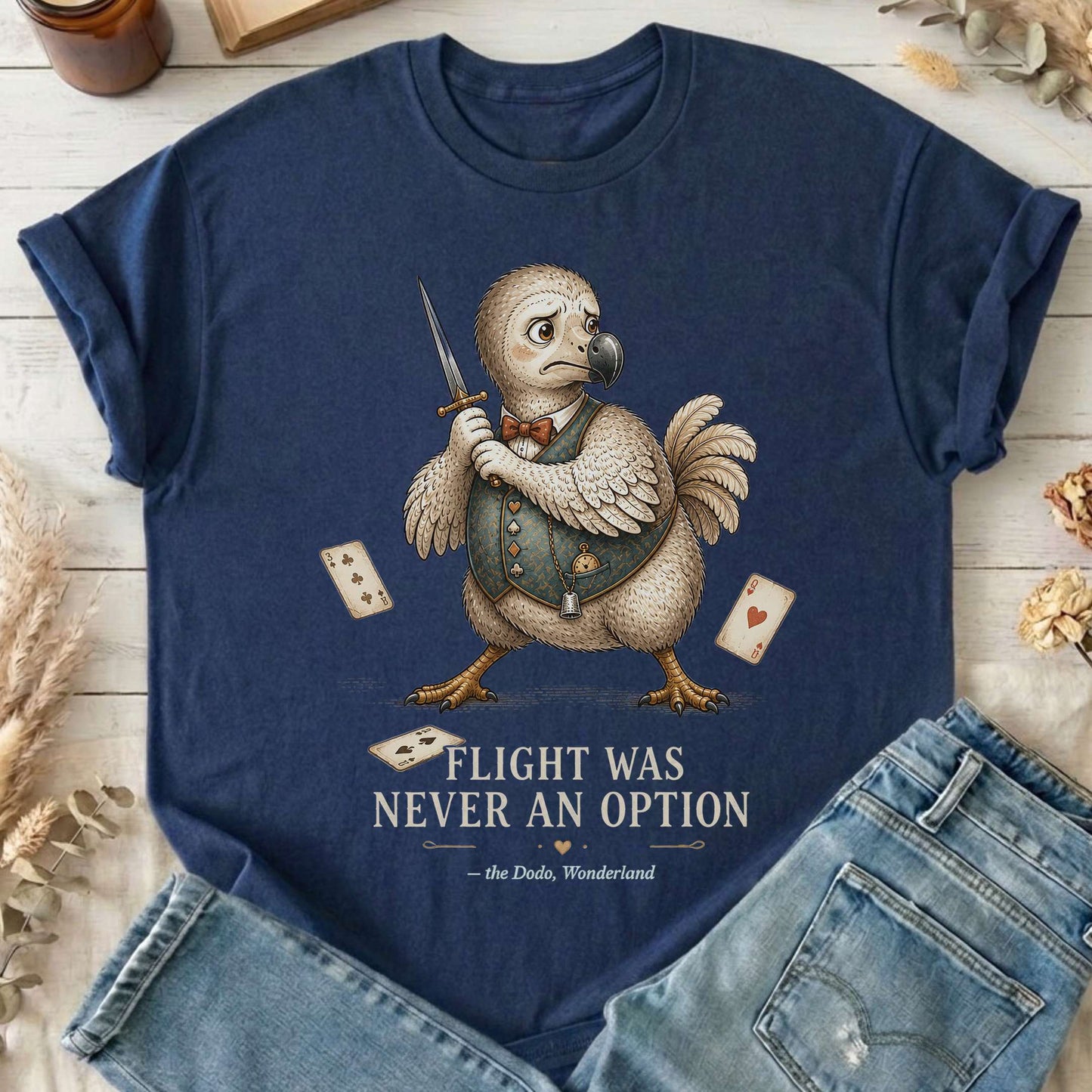 Flight Was Never an Option Wonderland Literary T-Shirt