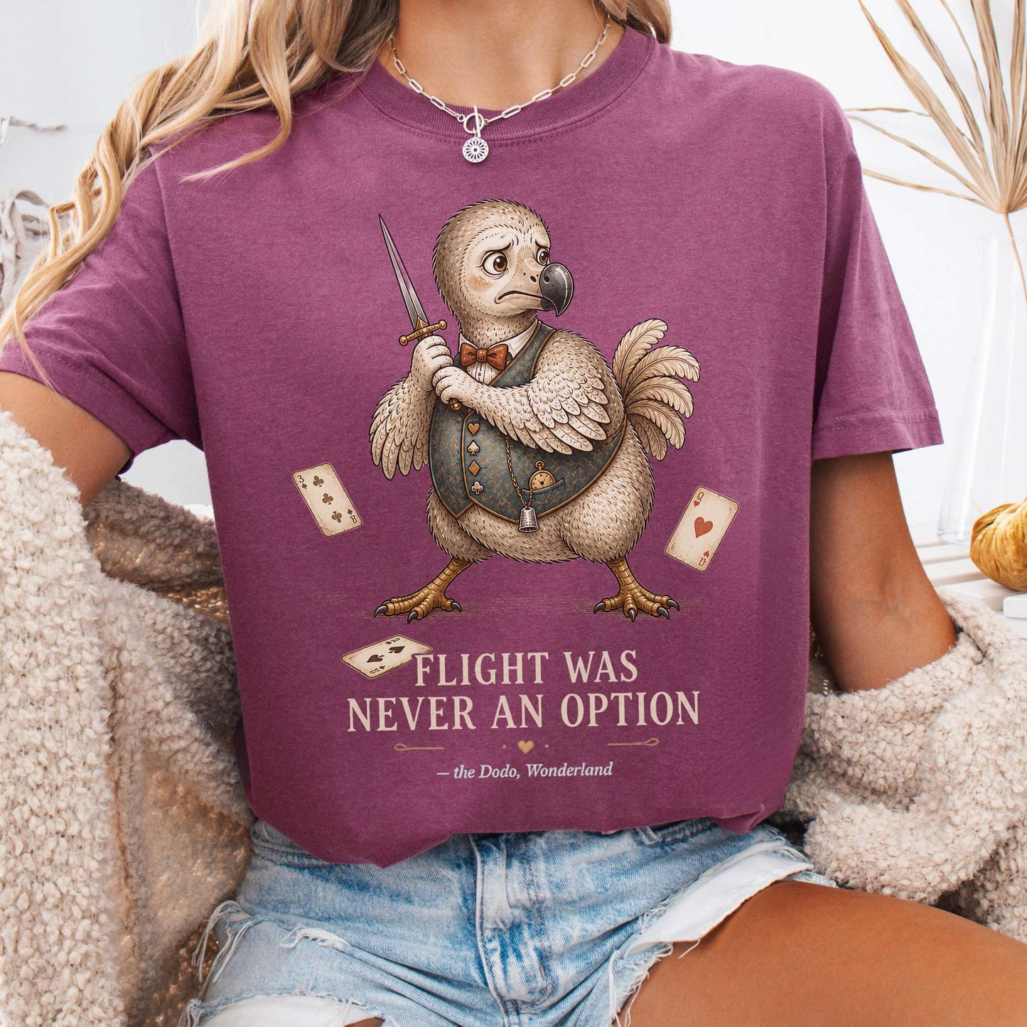Flight Was Never an Option Wonderland Literary T-Shirt
