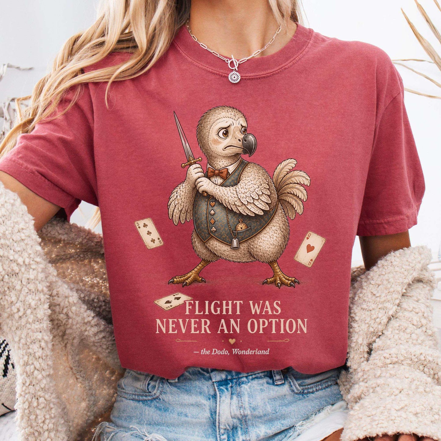 Flight Was Never an Option Wonderland Literary T-Shirt