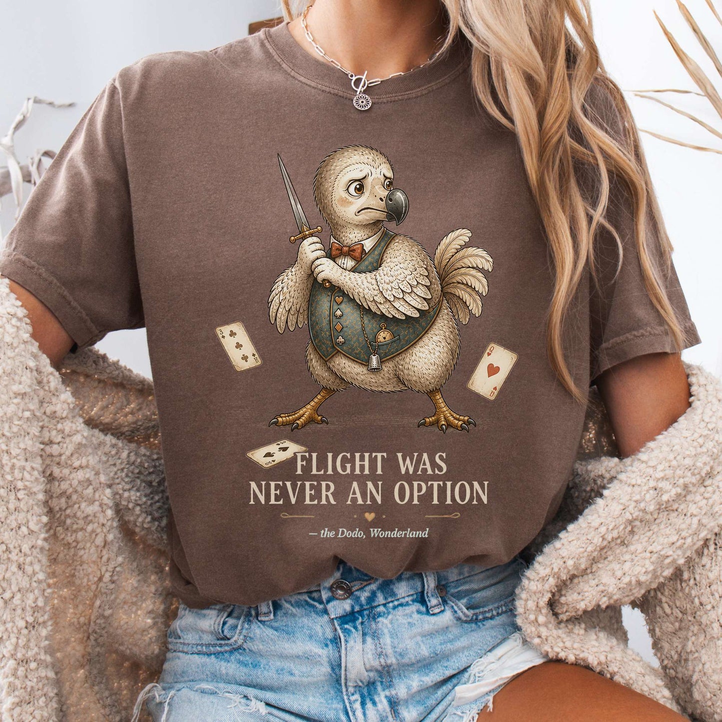 Flight Was Never an Option Wonderland Literary T-Shirt