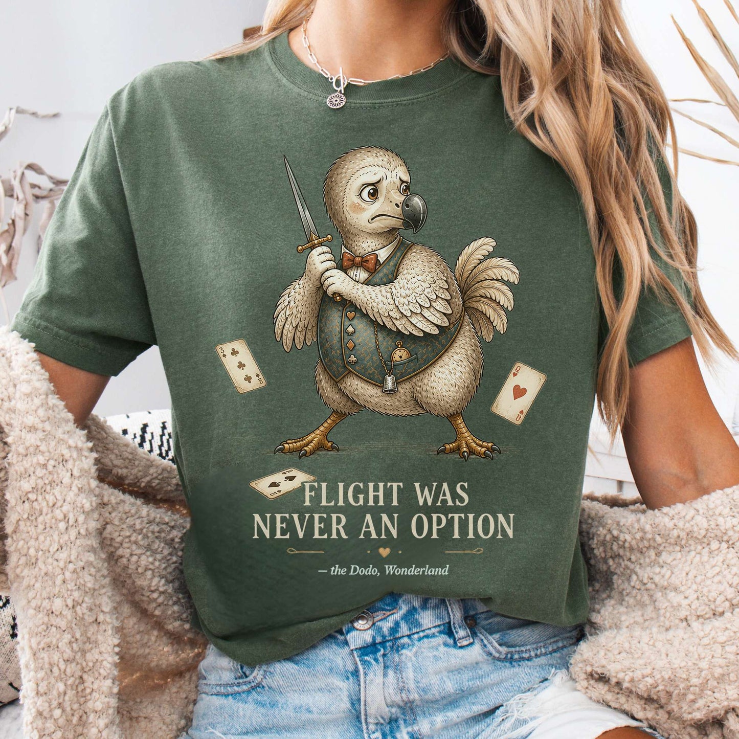 Flight Was Never an Option Wonderland Literary T-Shirt