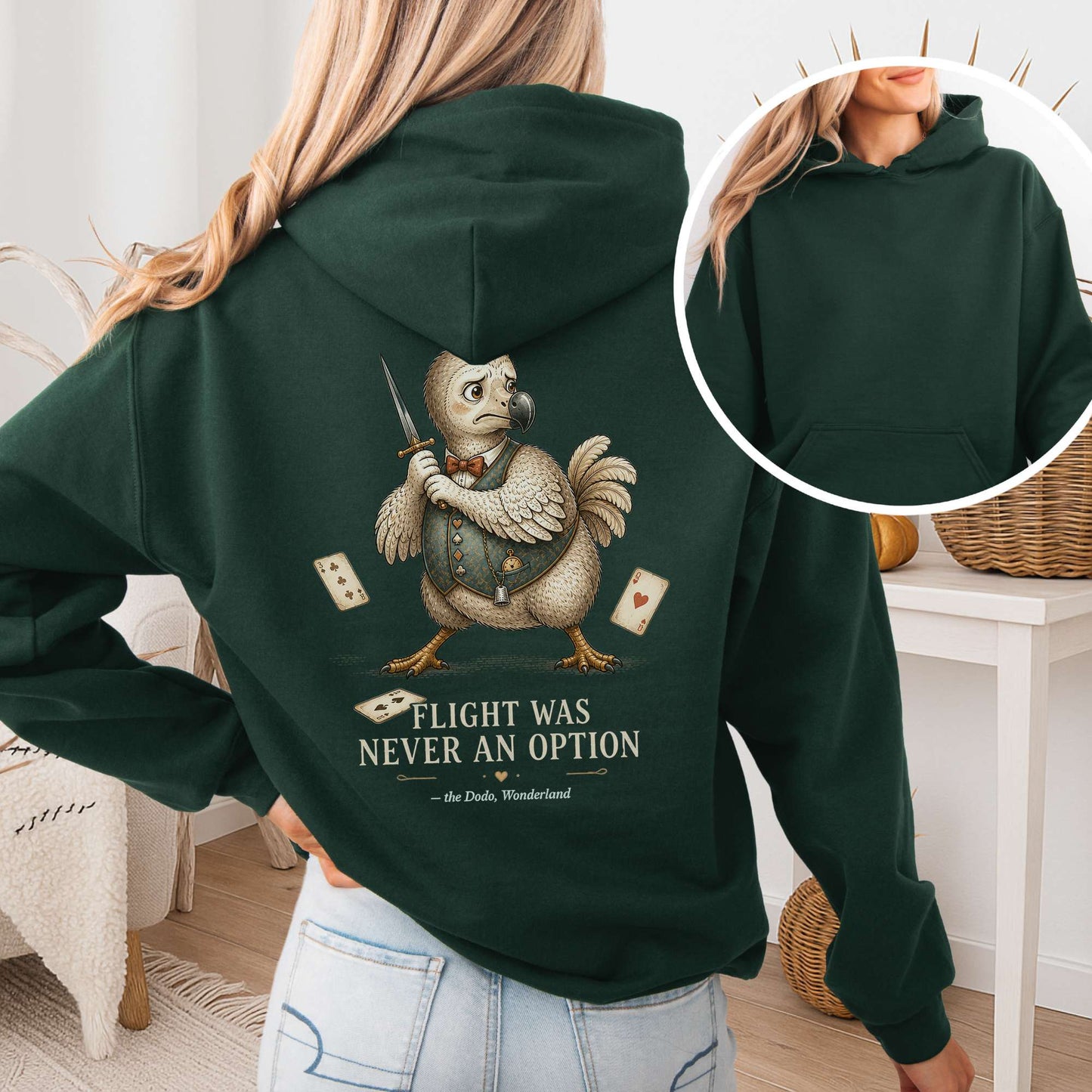 Flight Was Never an Option Wonderland Literary Hooded Sweatshirt