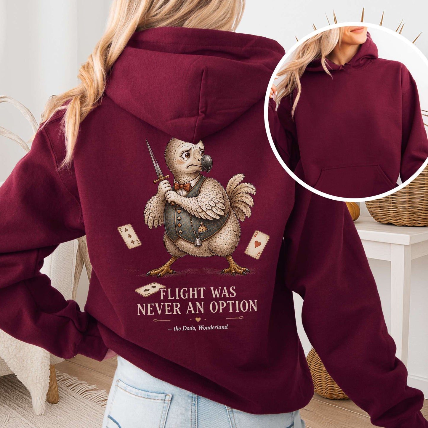 Flight Was Never an Option Wonderland Literary Hooded Sweatshirt