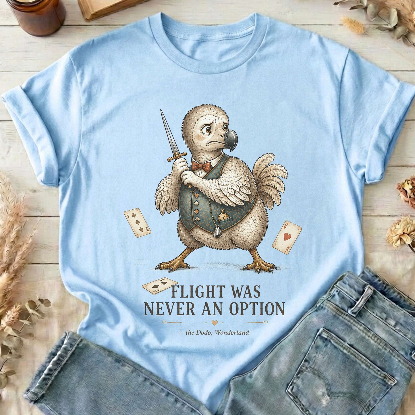 Flight Was Never an Option Wonderland Literary T-Shirt