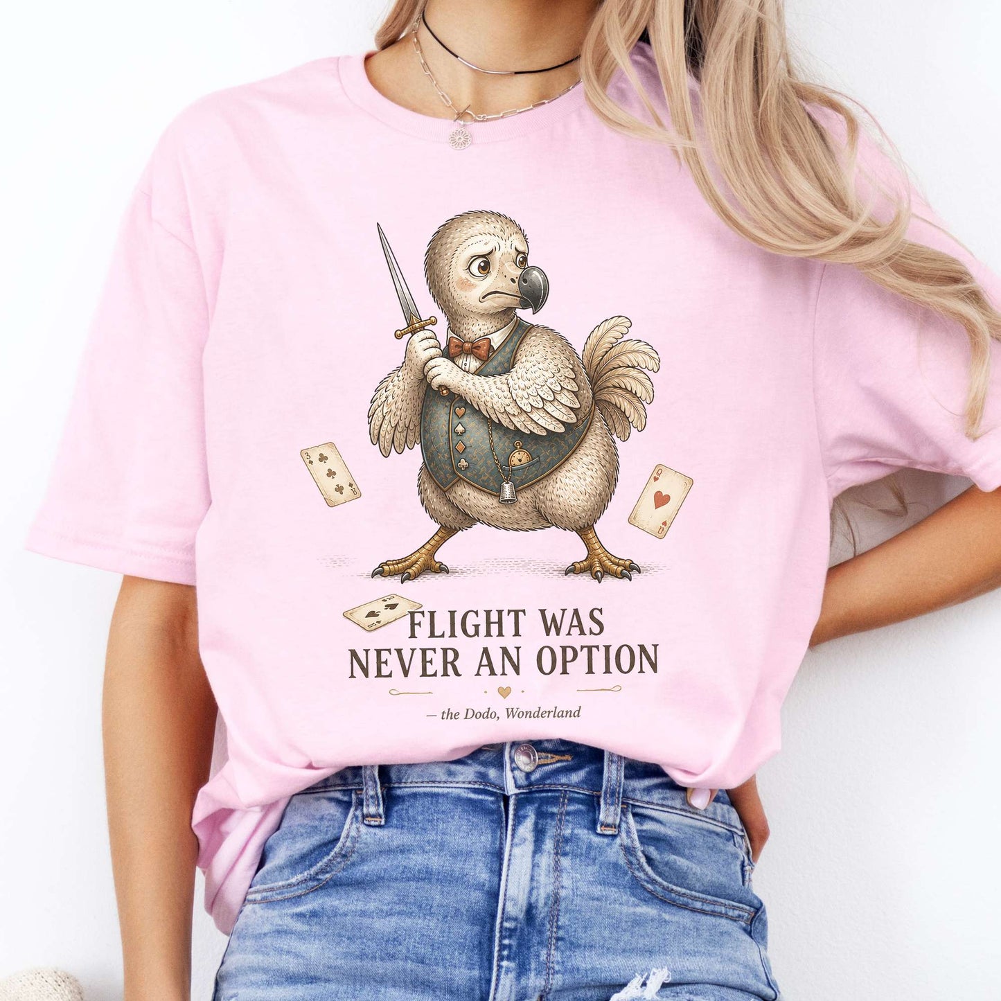 Flight Was Never an Option Wonderland Literary T-Shirt
