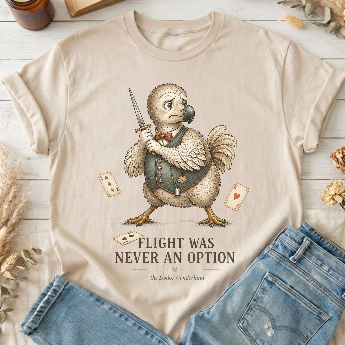 Flight Was Never an Option Wonderland Literary T-Shirt