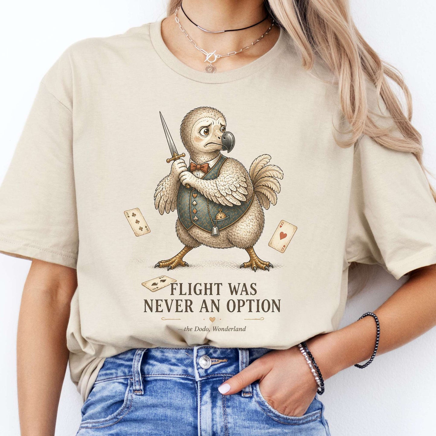 Flight Was Never an Option Wonderland Literary T-Shirt