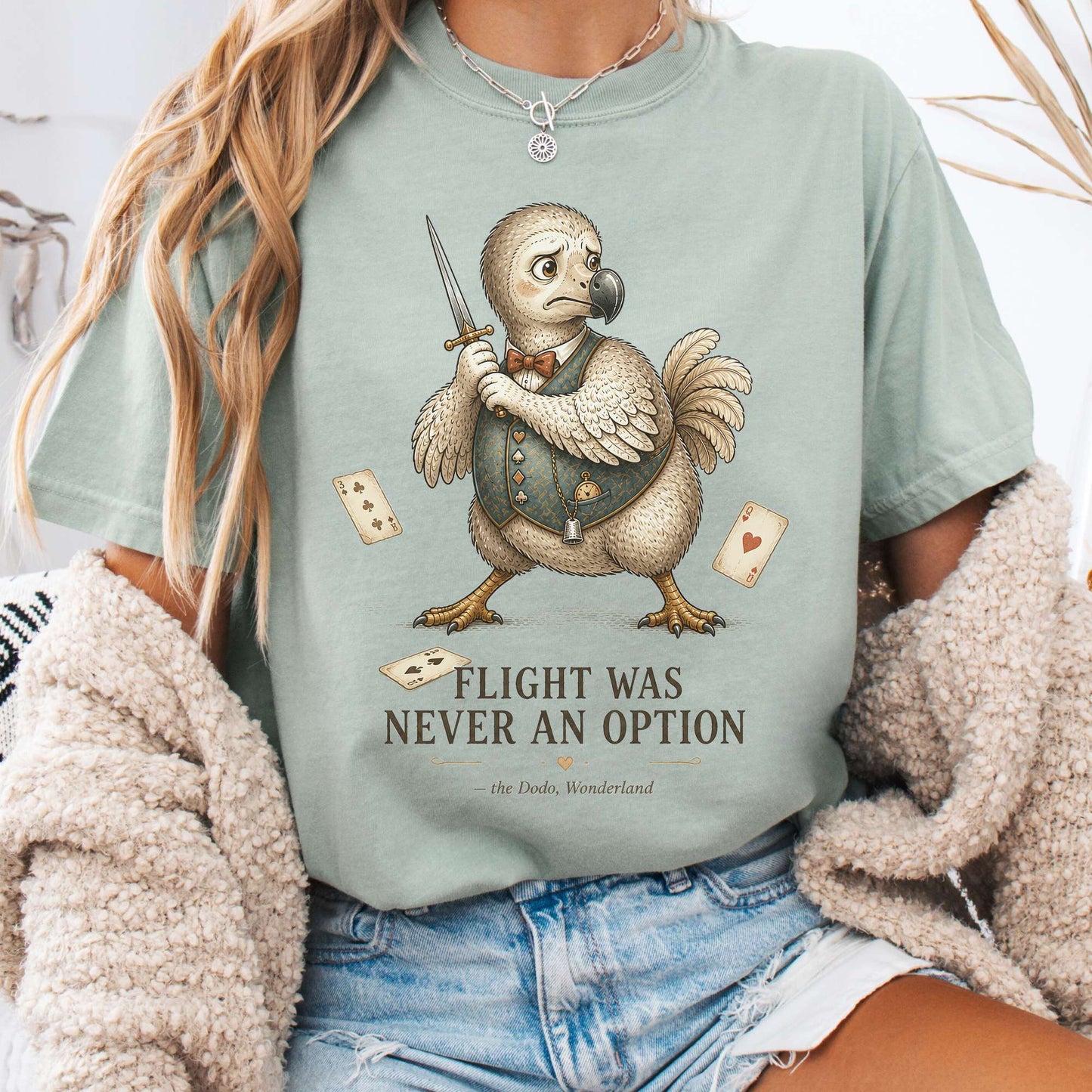 Flight Was Never an Option Wonderland Literary T-Shirt
