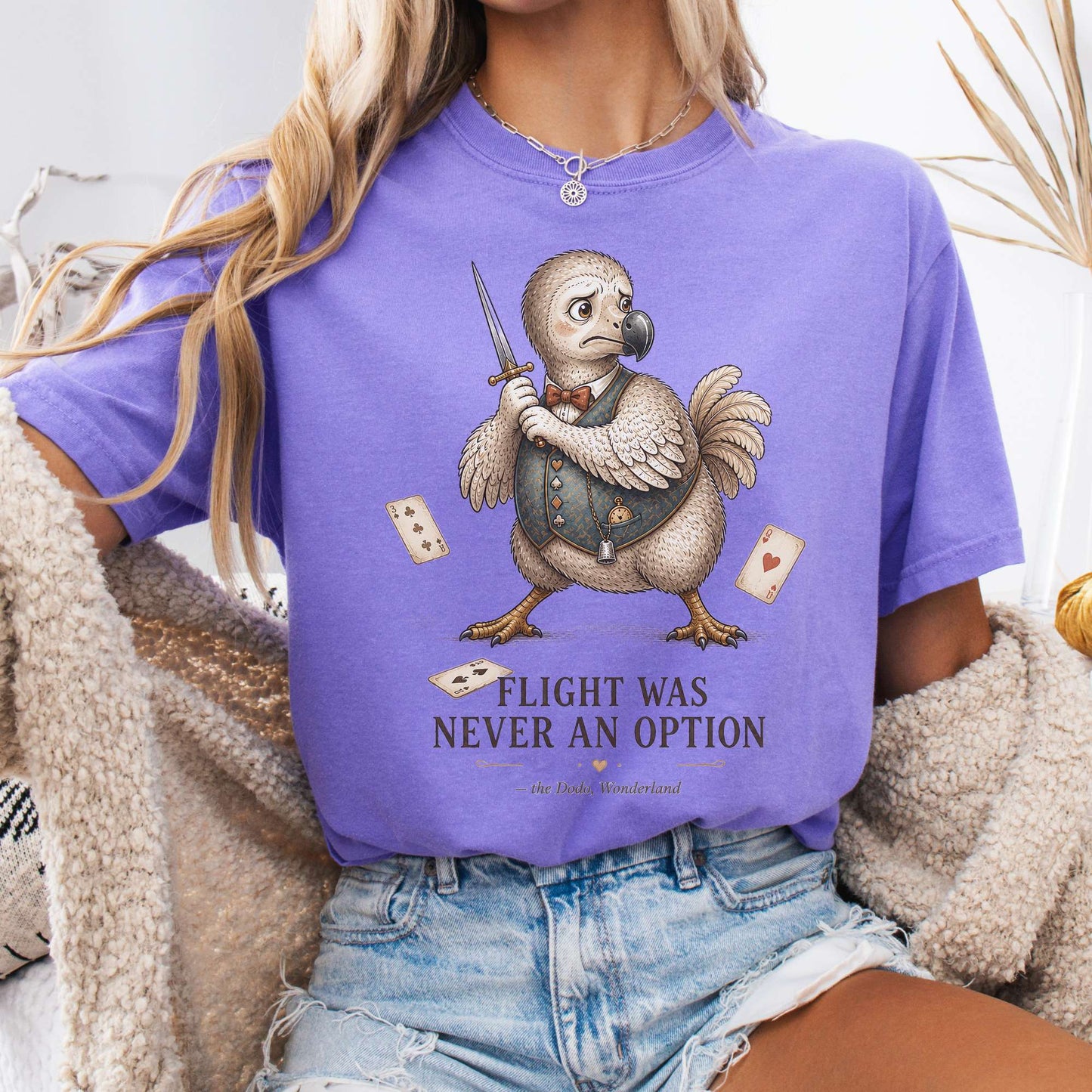 Flight Was Never an Option Wonderland Literary T-Shirt