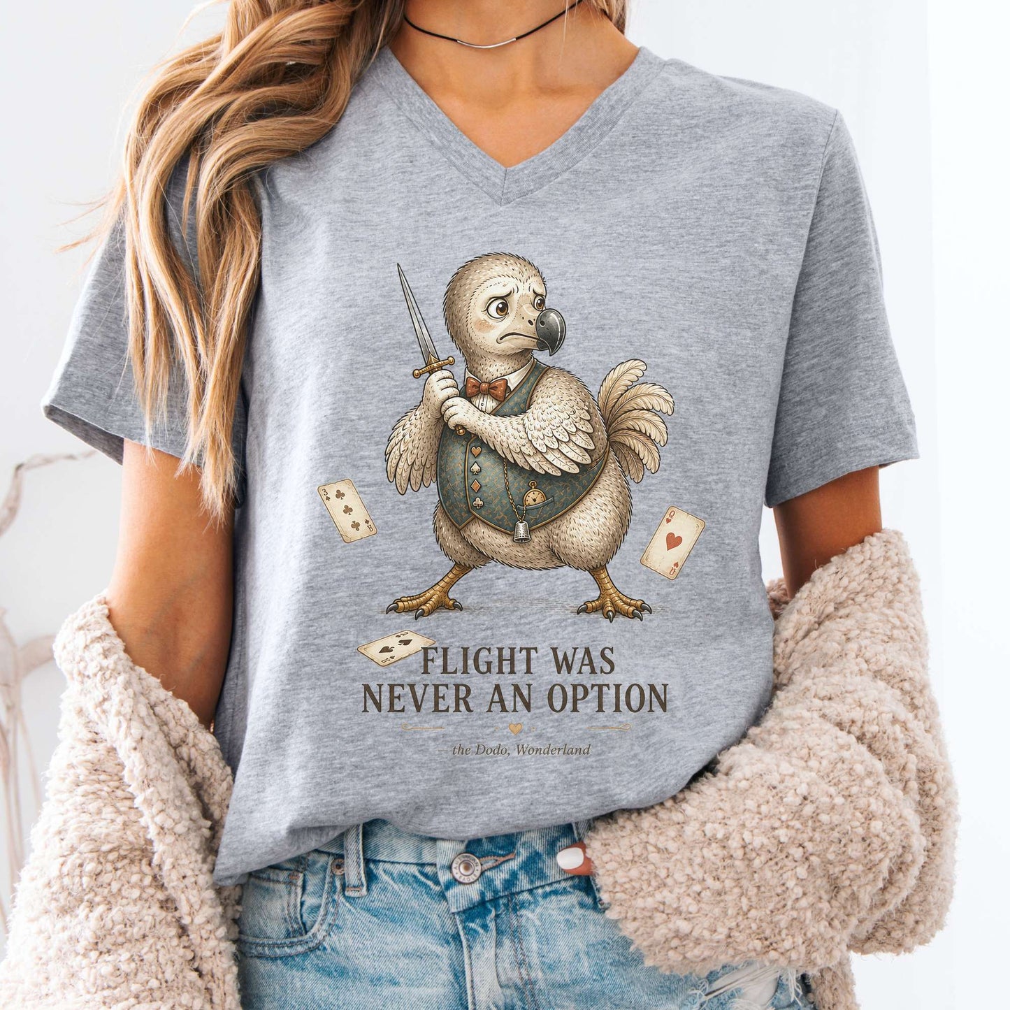 Flight Was Never an Option Wonderland Literary V-Neck
