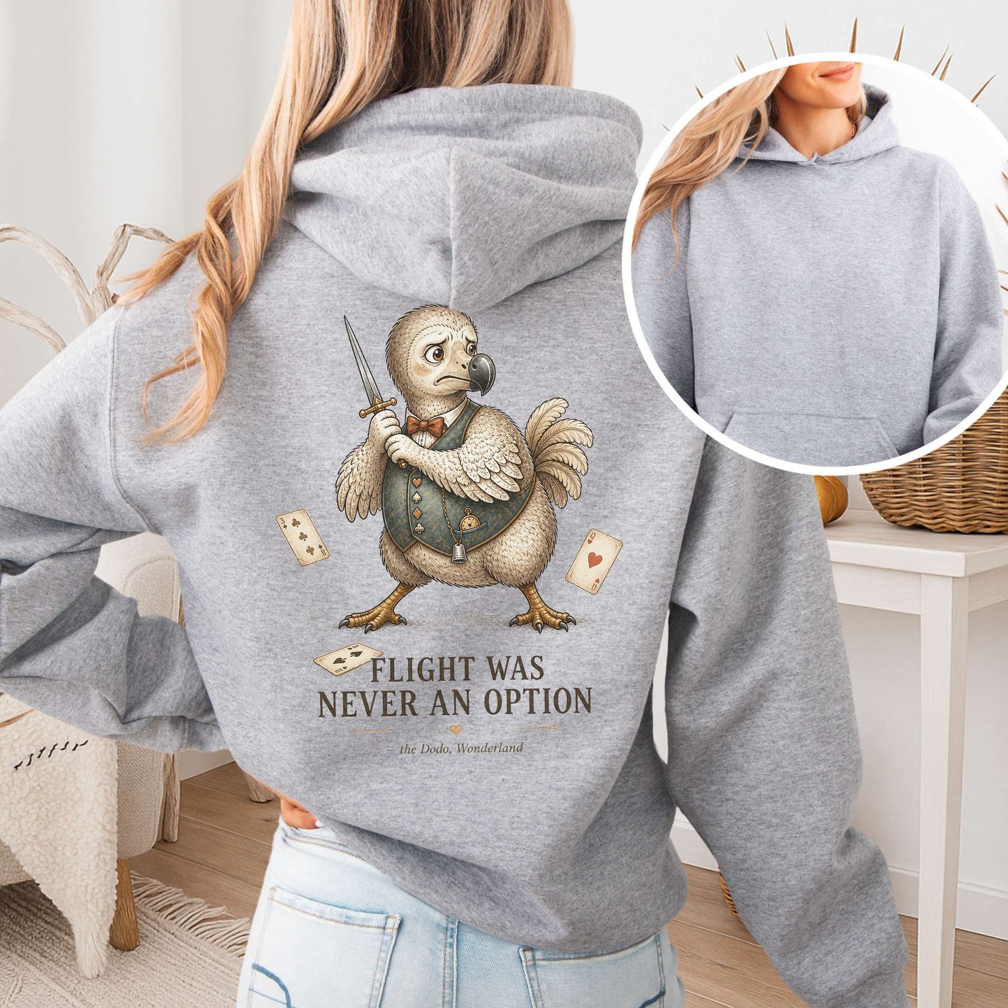 Flight Was Never an Option Wonderland Literary Hooded Sweatshirt