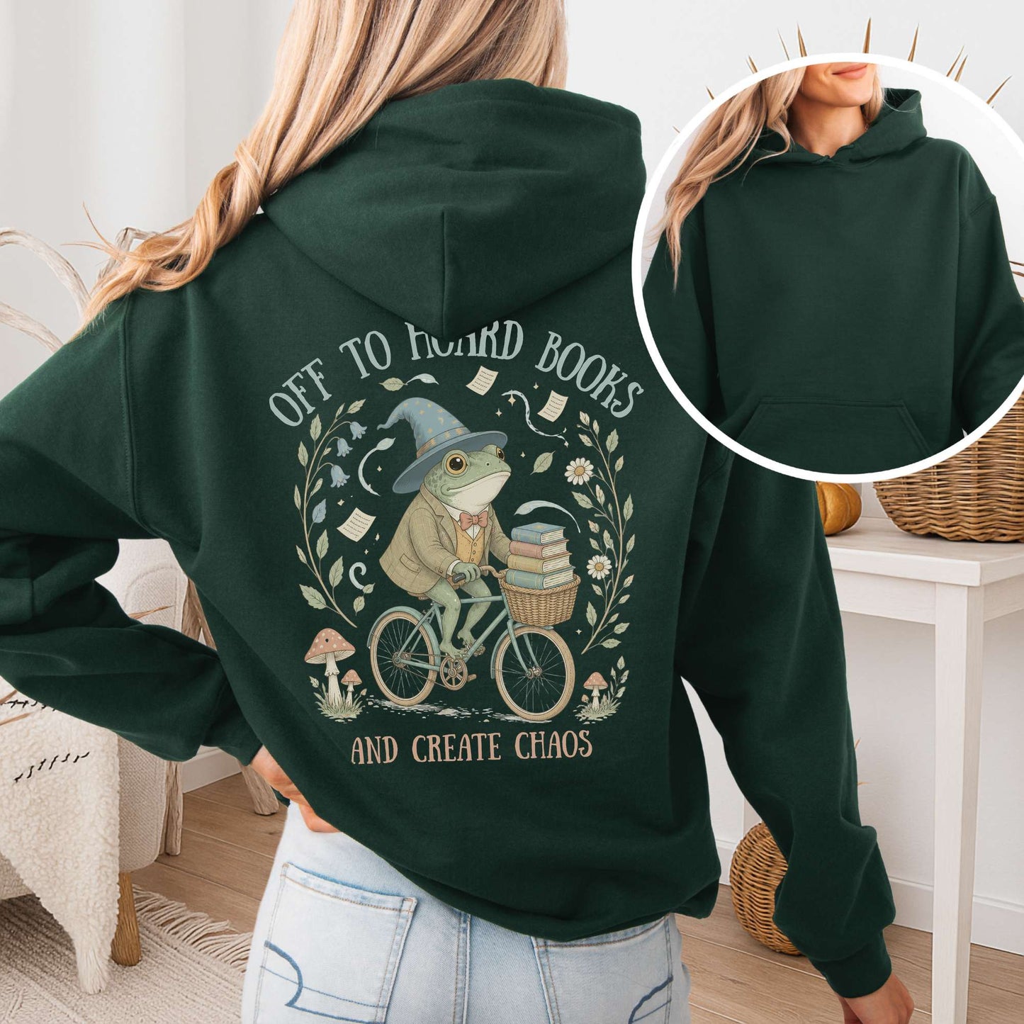 Off to Hoard Books and Create Chaos Literary Hooded Sweatshirt