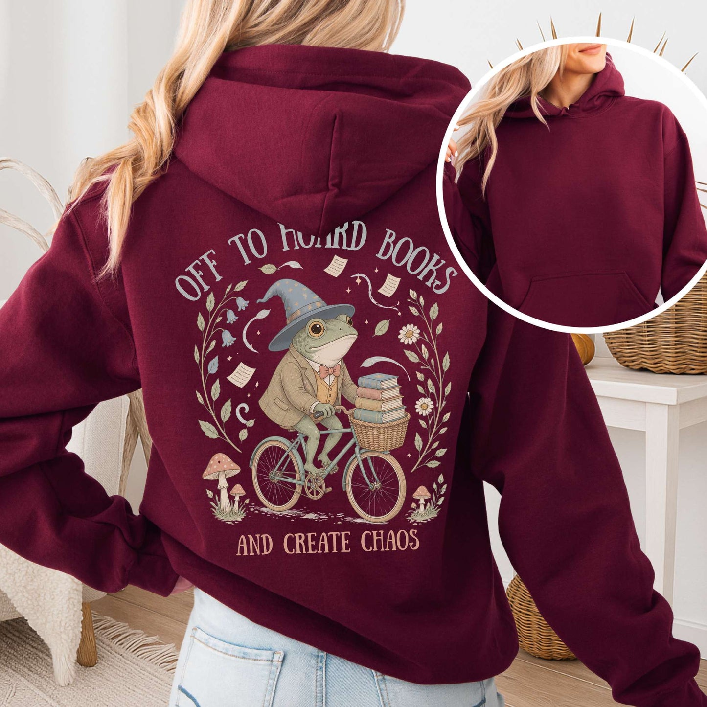 Off to Hoard Books and Create Chaos Literary Hooded Sweatshirt