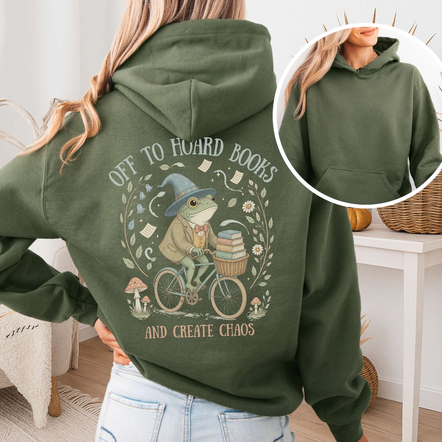 Off to Hoard Books and Create Chaos Literary Hooded Sweatshirt