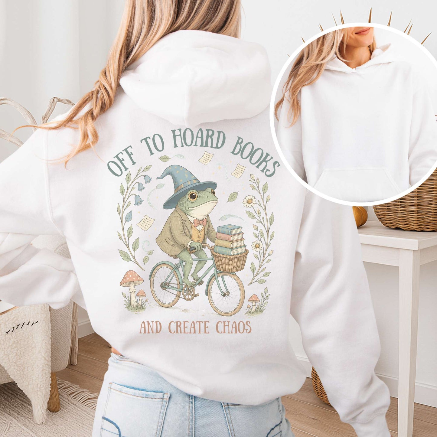 Off to Hoard Books and Create Chaos Literary Hooded Sweatshirt