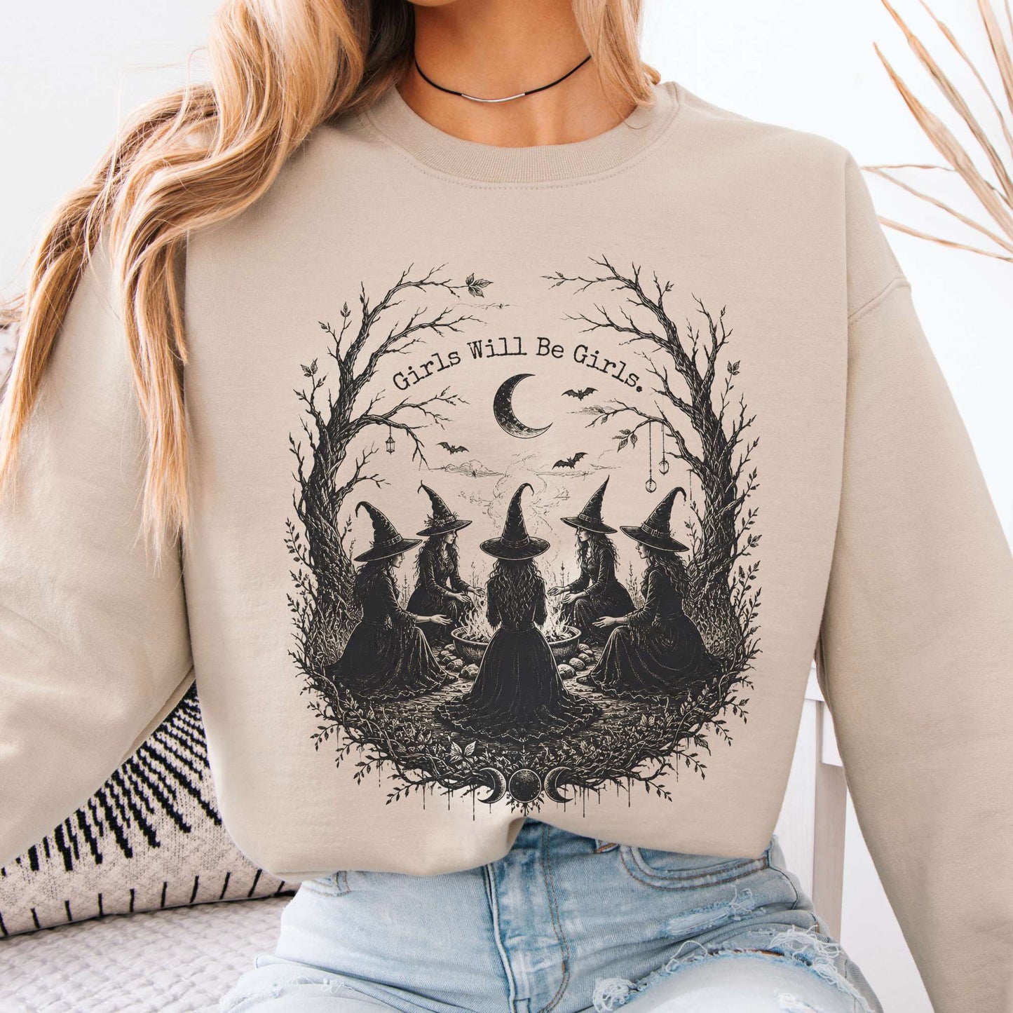 Girls Will Be Girls Witchy Gathering Halloween Sweatshirt
