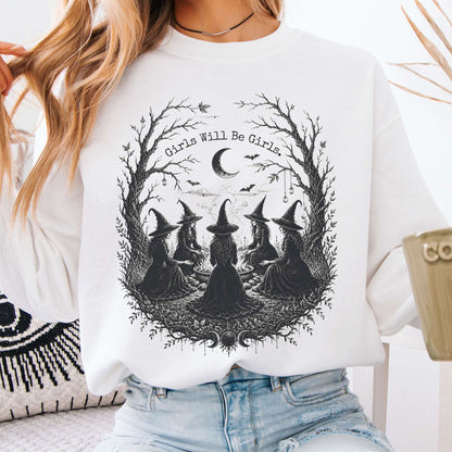 Girls Will Be Girls Witchy Gathering Halloween Sweatshirt
