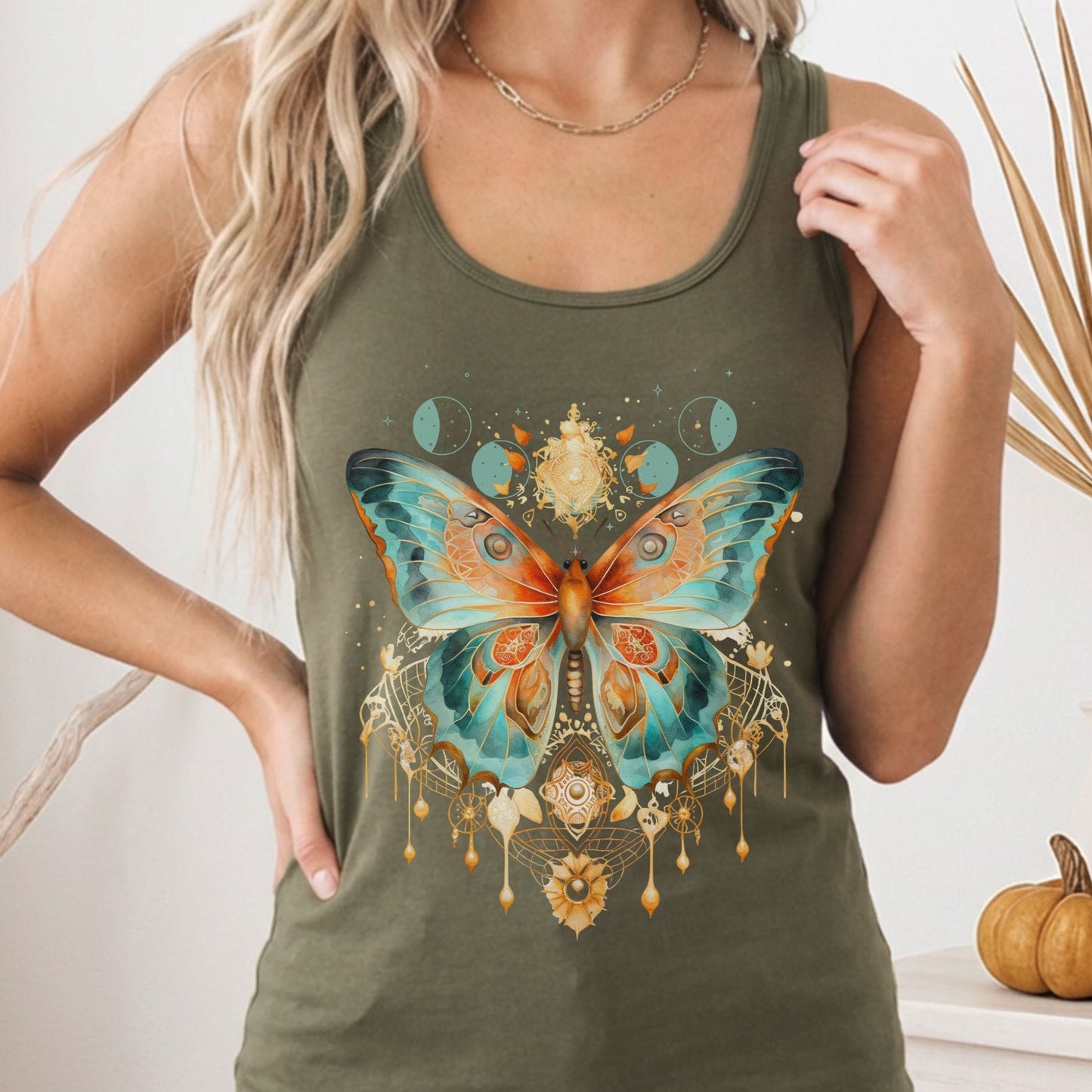 Tank Top Solid Military Green / XS Mystical & Whimsical Butterfly Women's Racerback Tank Top The Mystic Eden