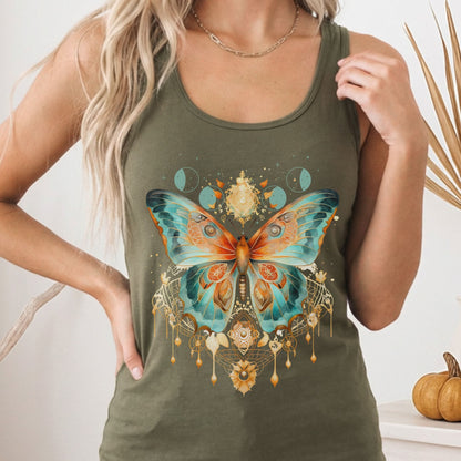 Tank Top Solid Military Green / XS Mystical & Whimsical Butterfly Women's Racerback Tank Top The Mystic Eden