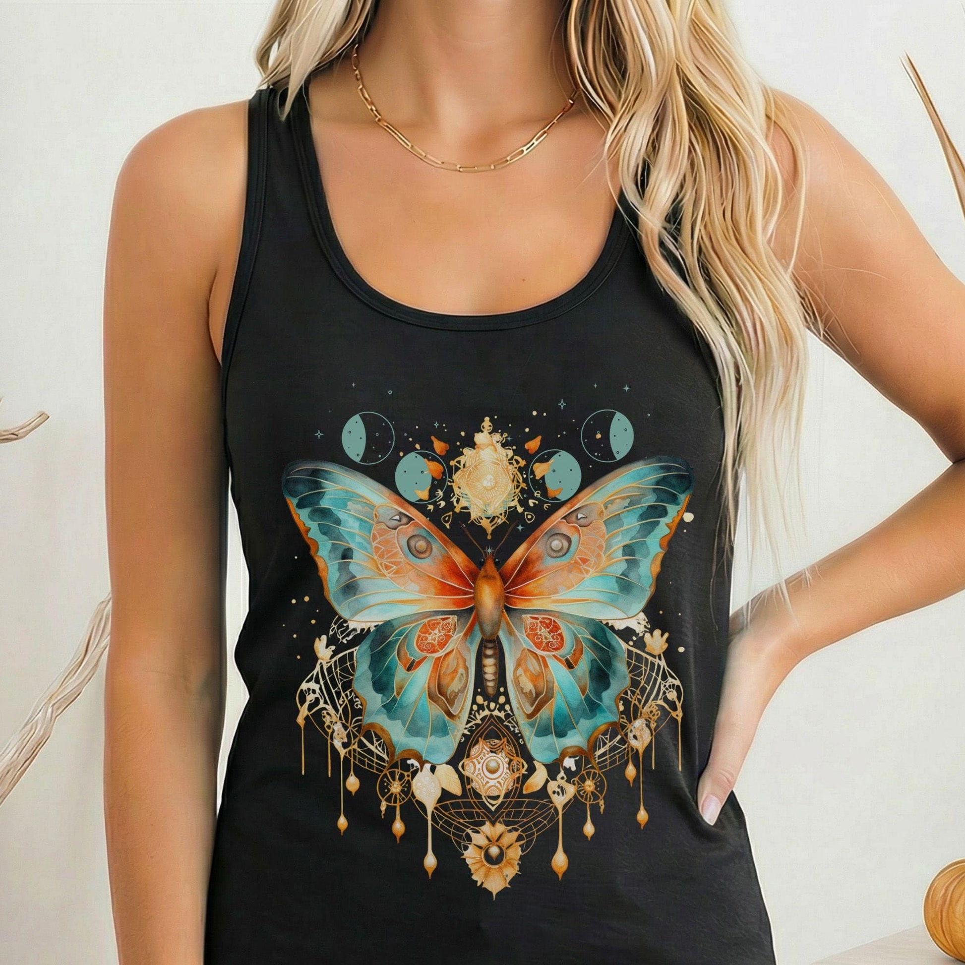 Tank Top Solid Black / XS Mystical & Whimsical Butterfly Women's Racerback Tank Top The Mystic Eden