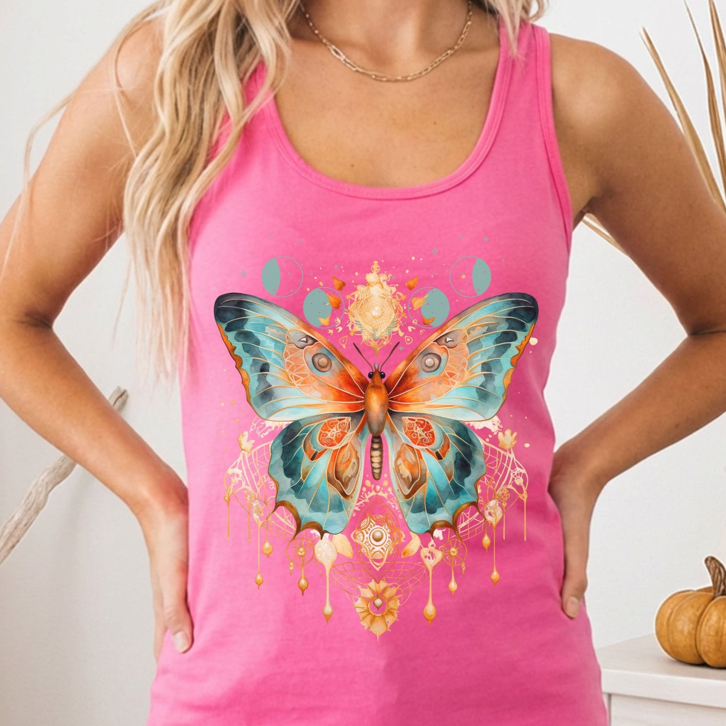 Tank Top Solid Hot Pink / XS Mystical & Whimsical Butterfly Women's Racerback Tank Top The Mystic Eden